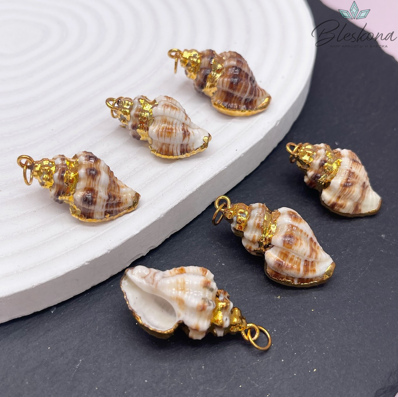 (27-31)*(16-18) мм, Цвет золото, Подвеска ракушка