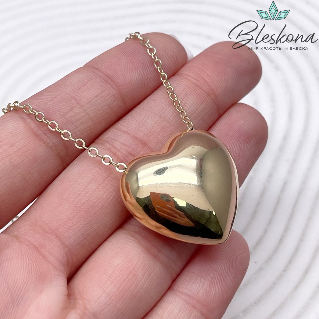 25*26мм Цвет золото, Бусина сердце объемное