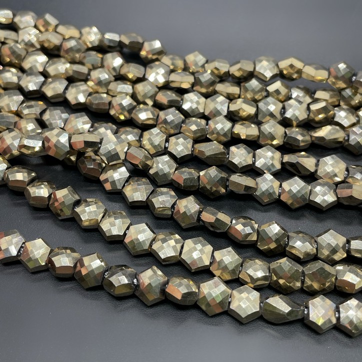 7*8 мм Стекло Lux, шестиугольник, цвет золото