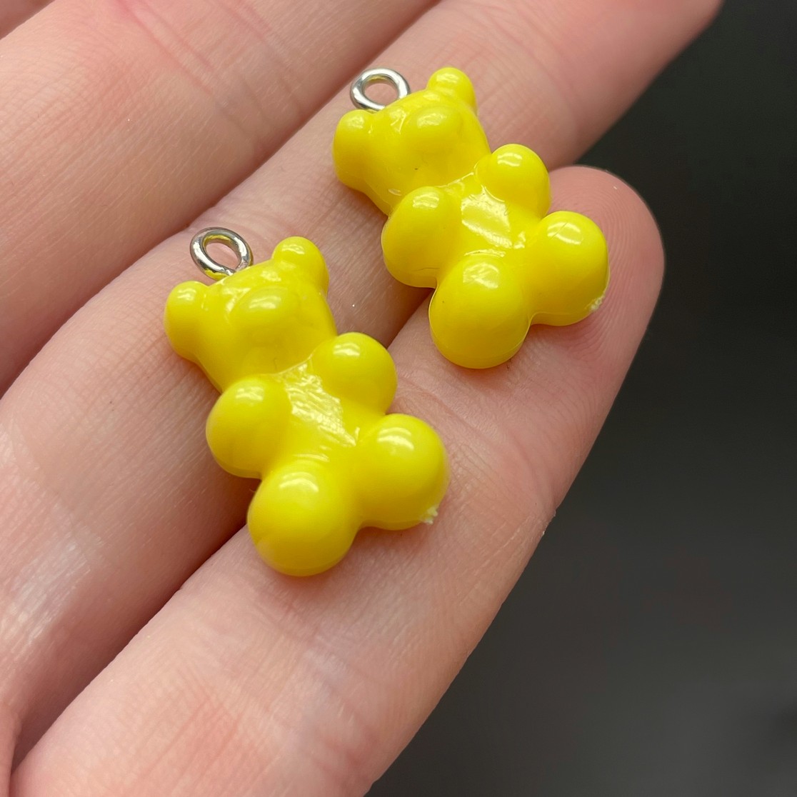 12*21,5мм, Цвет серебро, Подвеска Мишка ярко-желтый    