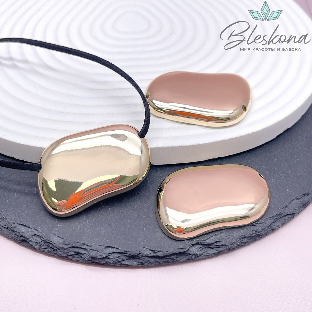 28*44 мм Цвет золото, Подвеска-бусина фриформ объемное крупное 