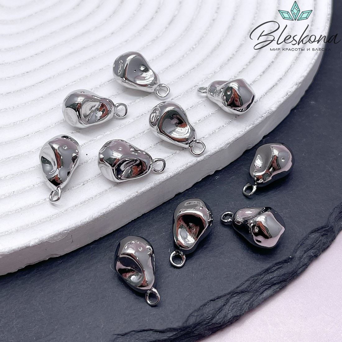 16,3*9,5 мм Цвет серебро, Подвеска жемчуг барокко