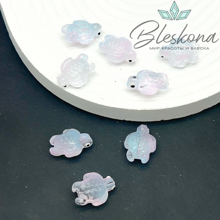 18,5*14 мм  Бусина черепаха прозрачная с розовым переливом