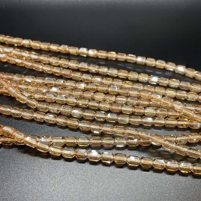 4*5 мм Стекло Lux, цилиндр мини, цвет персиковый