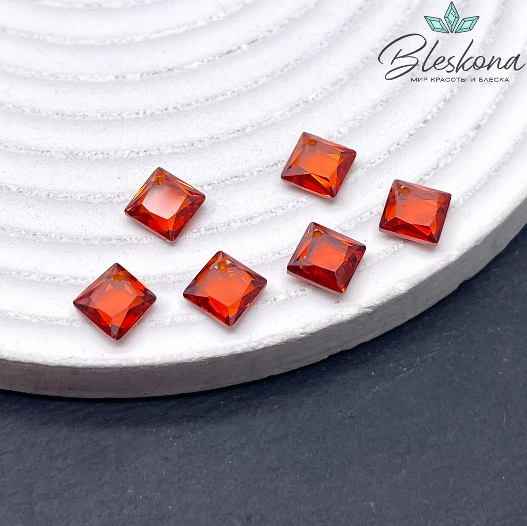 9*9 мм, Подвеска Циркон ромб темно-оранжевый (кубический цирконий, фианит) 