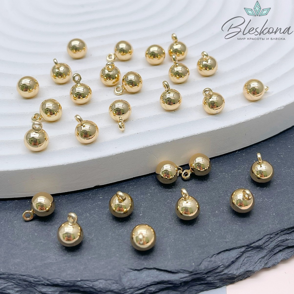 6 мм Цвет золото, Подвеска шар 
