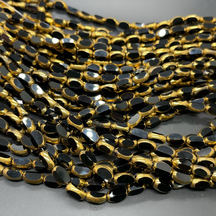 4,3*6,5 мм Стекло Lux, рис огранка, цвет черный  в обрамлении