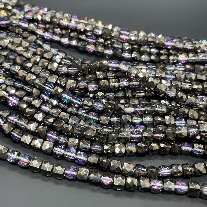 5 мм Стекло Lux, куб огранка, цвет коричневый с фиолетовым отливом