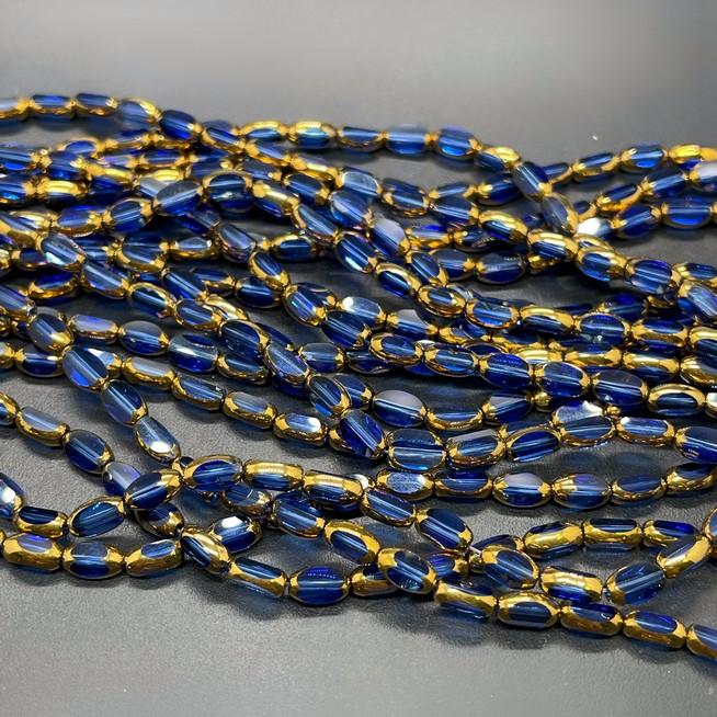 3,5*6 мм Стекло Lux, рис огранка, цвет синий в обрамлении