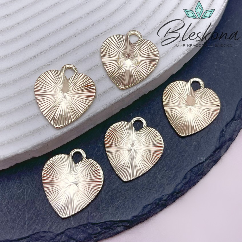 19,5*20 мм Цвет золото, Подвеска сердце полосы