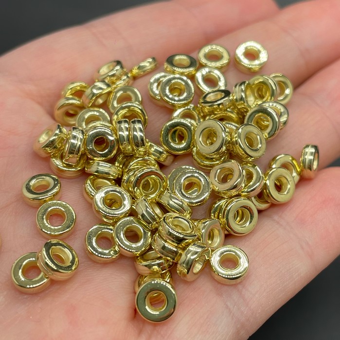 6 мм, Бусина -разделитель (рондель), цвет золото уп.10 гр