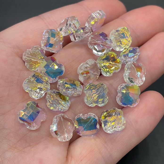 10 мм Стекло Lux, клевер, цвет AB уп.10шт