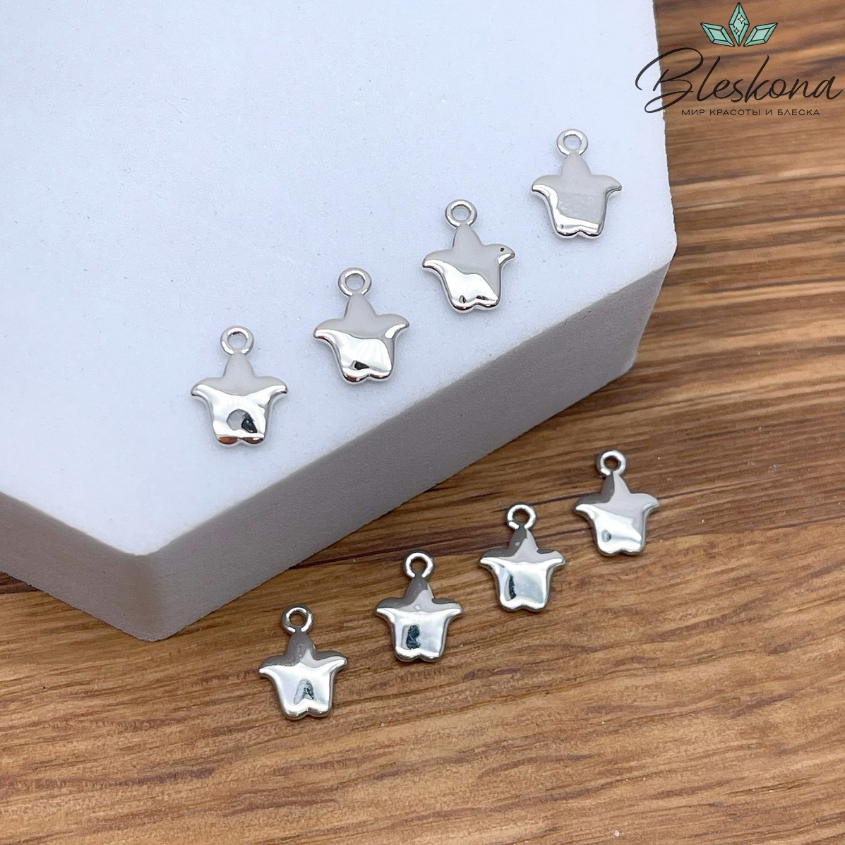 9*6,8 мм Цвет серебро, Подвеска Тюльпан Этно 