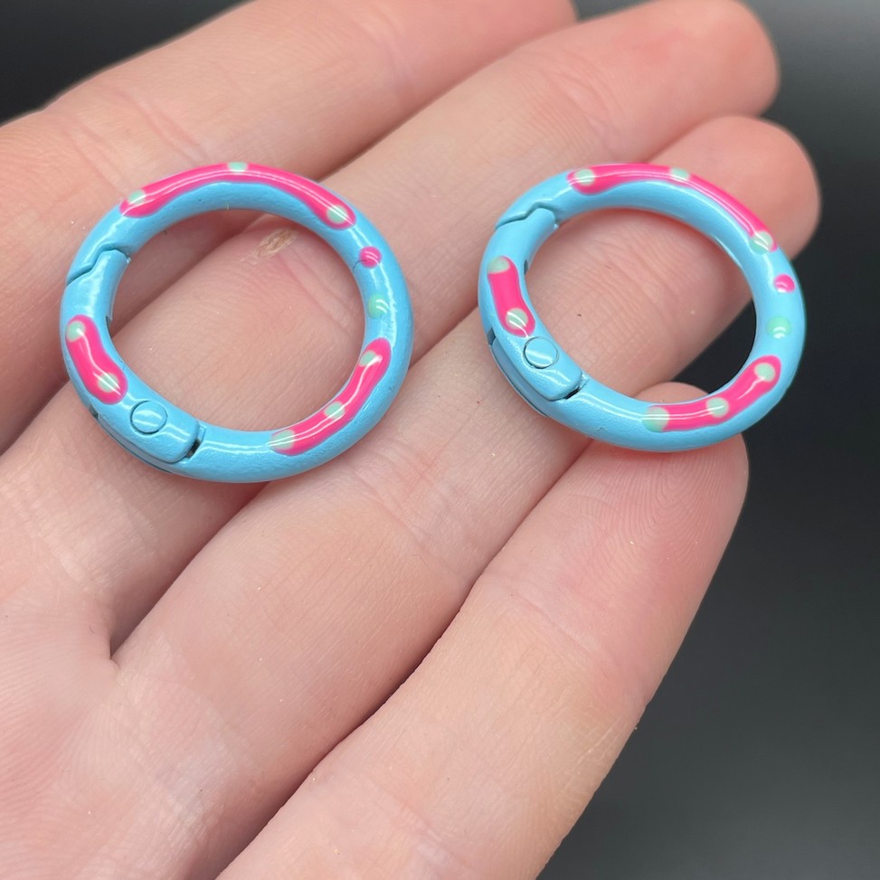 25мм , Замок круг разводы голубая эмаль