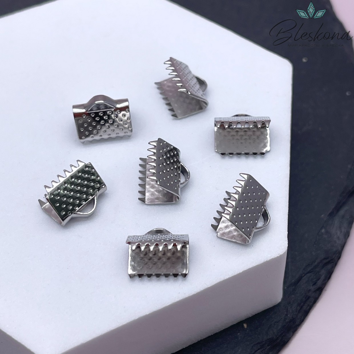 6,5*6 мм, Цвет серебро, Зажим-Концевик для шнура 