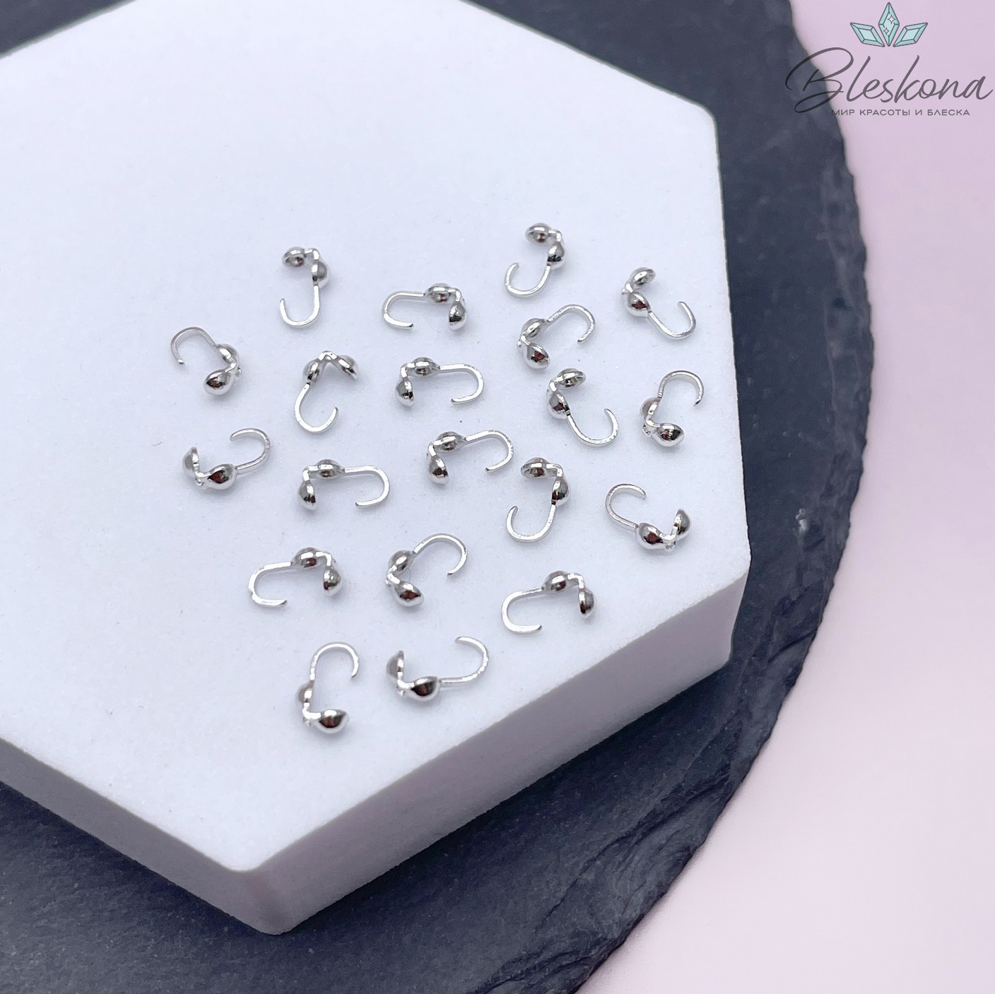 6,5*2,5 мм Цвет серебро, Каллоты уп. 20 шт.