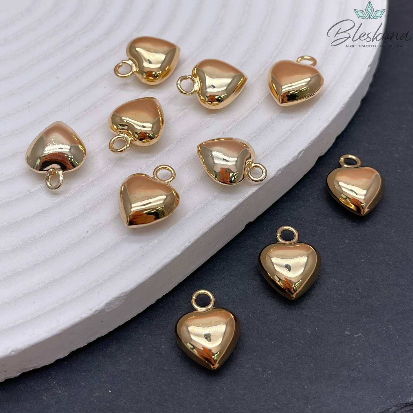 11*14мм Цвет золото Подвеска малое объемное Сердце гладкое