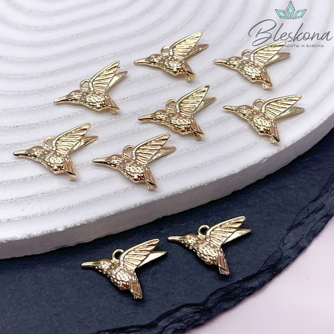 19,5*13мм Цвет золото, Подвеска колибри 