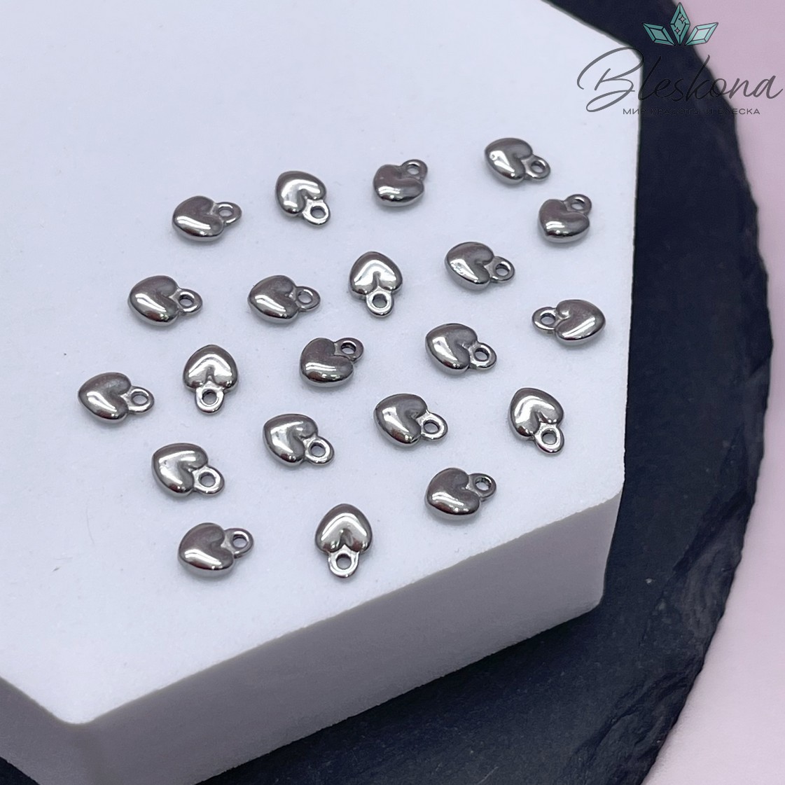 6*4 мм Цвет серебро, Подвеска Сердце №1