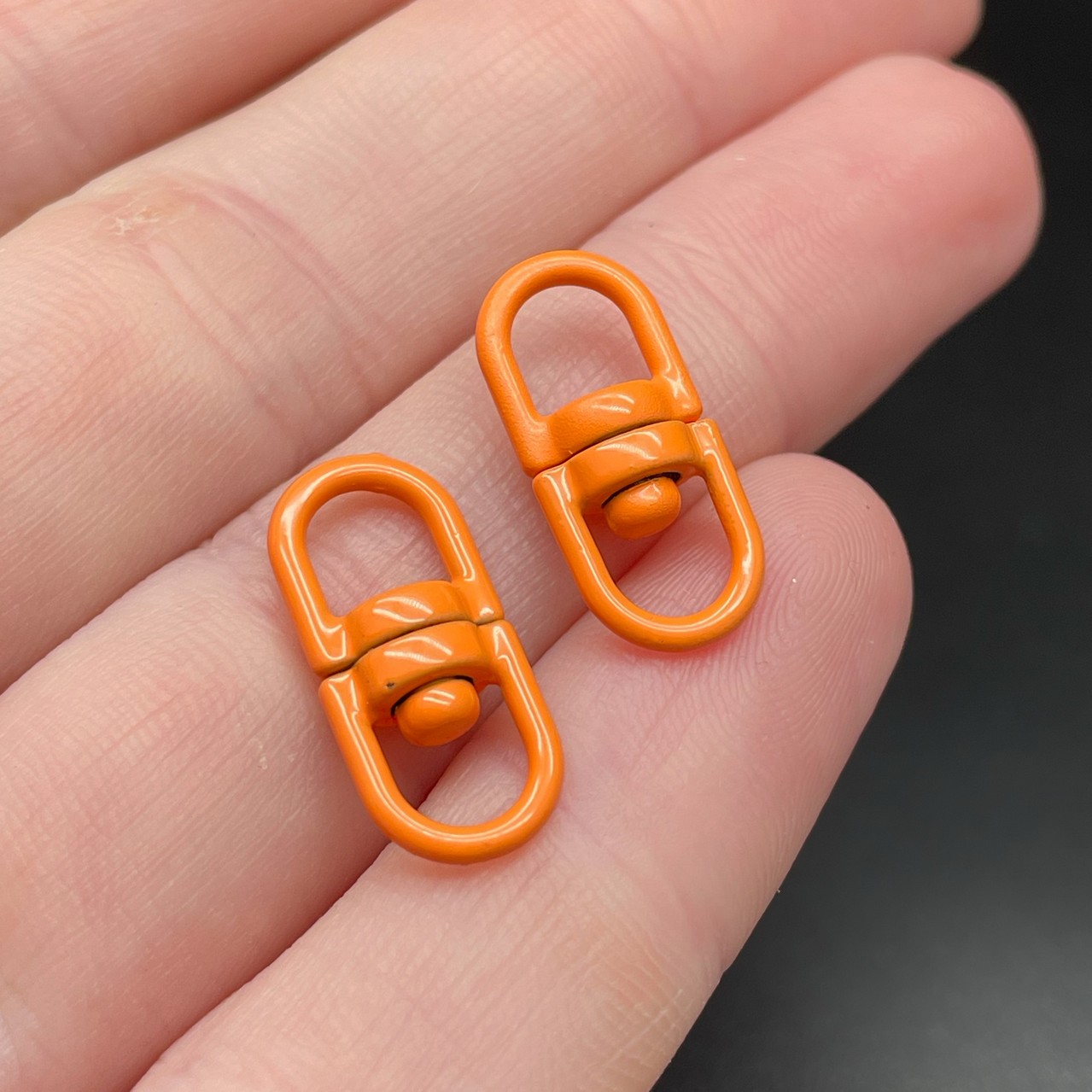 19*8 мм , Вращающаяся застежка-коннектор оранжевая эмаль