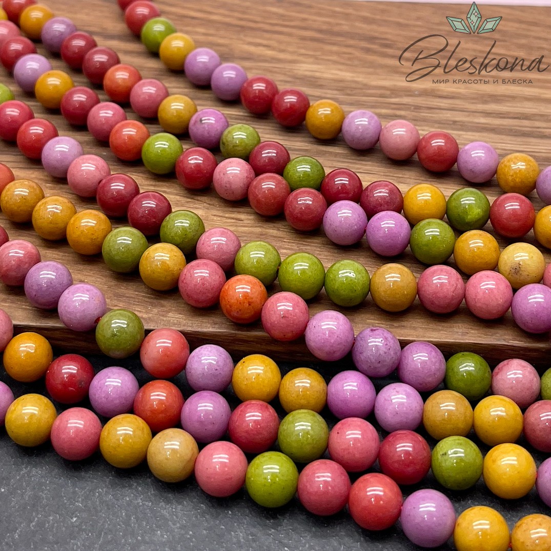 Агат микс №1 (тонированный) 8 мм 