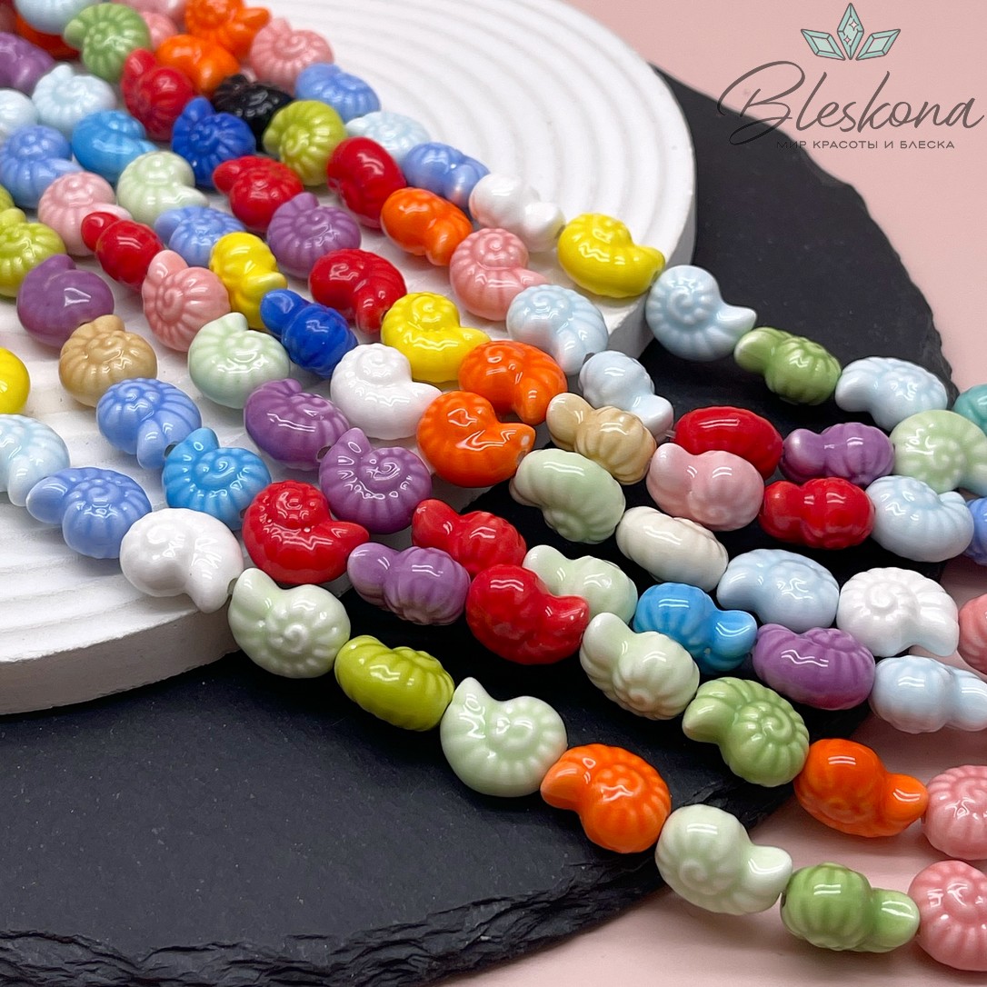 15*11,5 мм Бусина Аммонит, керамика цвет микс