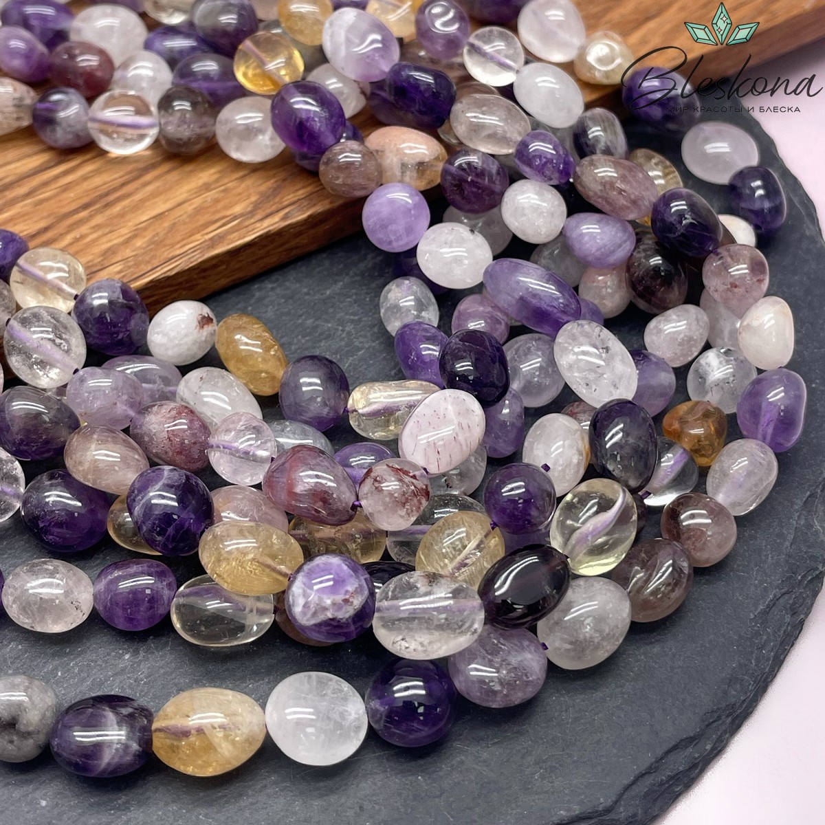 8-9 мм Кварцы  микс галтовка №1