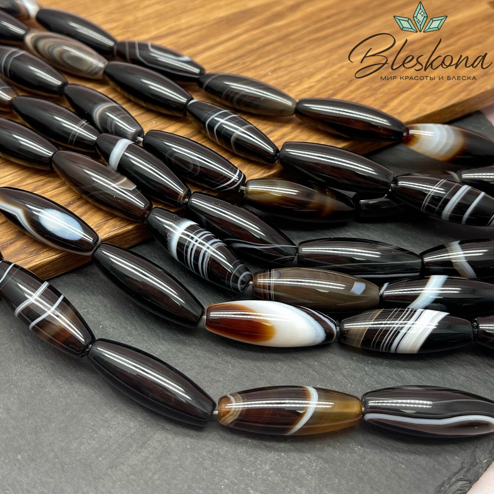 Дзи природная из агата 30*10 мм