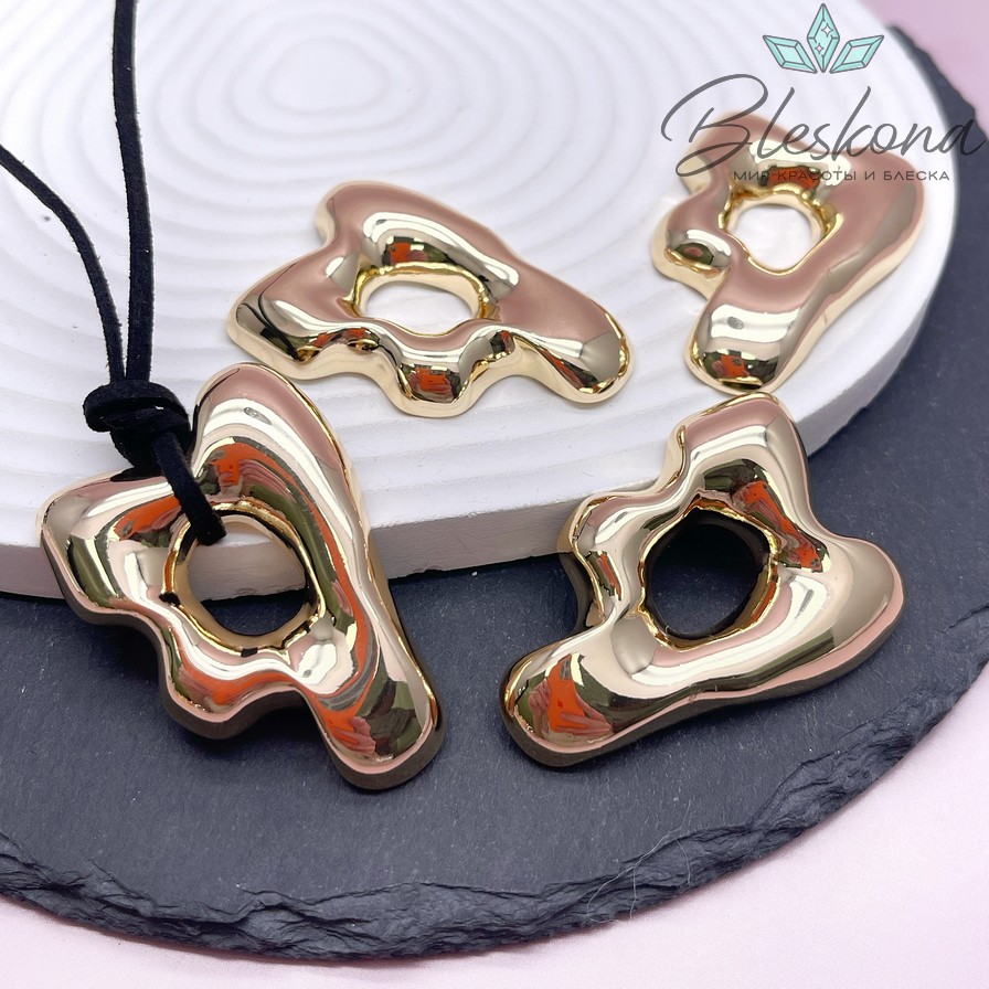 48*34 мм Цвет золото, Подвеска фриформ объемное крупное 