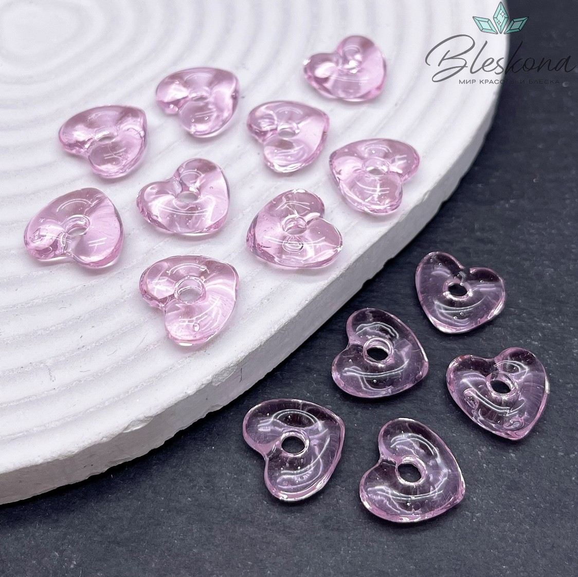 14*15 мм Подвеска сердце прозрачно- розовое