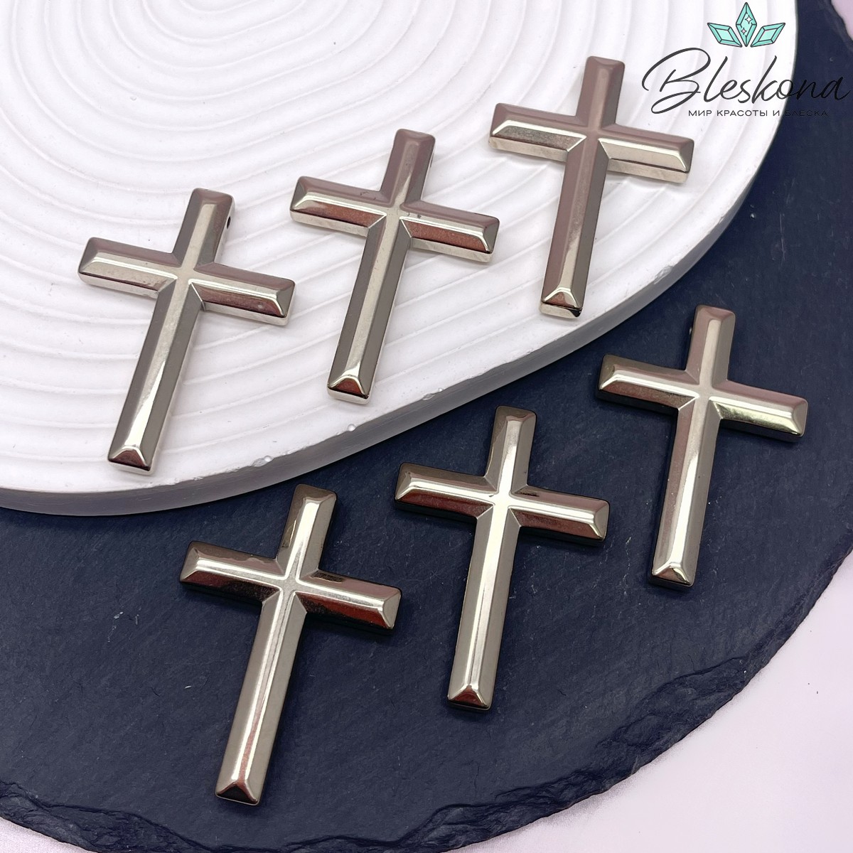 Подвеска крест Гематин, цвет темное золото 42*30 мм