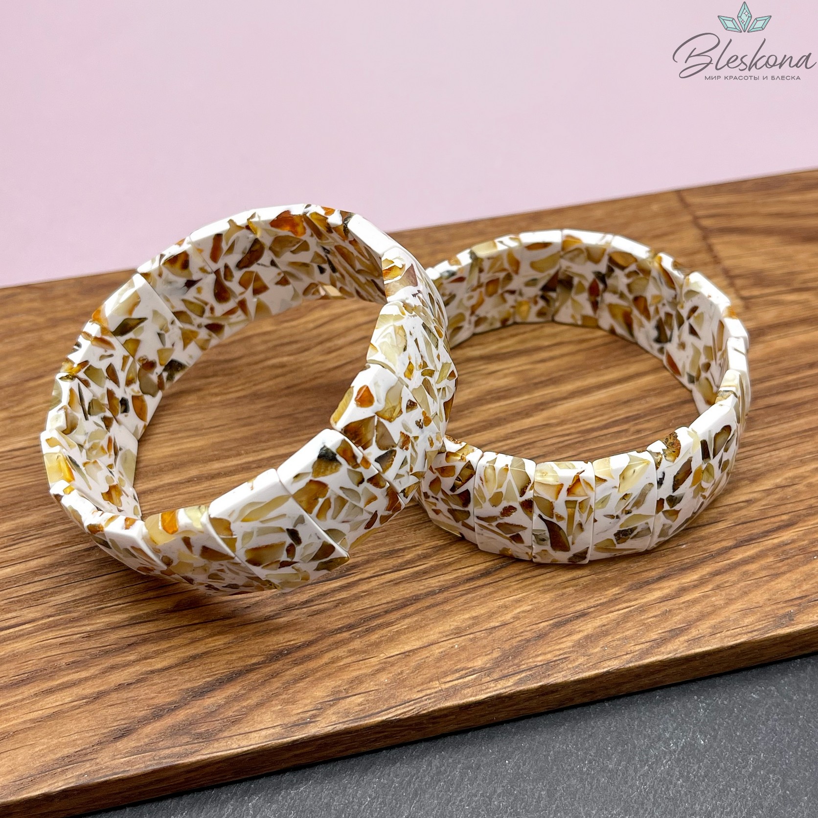 Янтарь мозаика  прямоугольник 21*9 мм сет 20 см