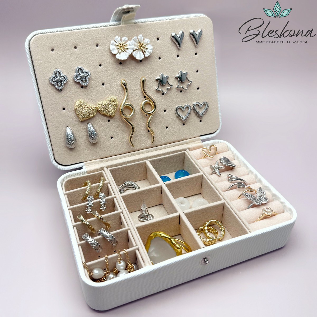 Шкатулка для украшений белый 11*15,5 см