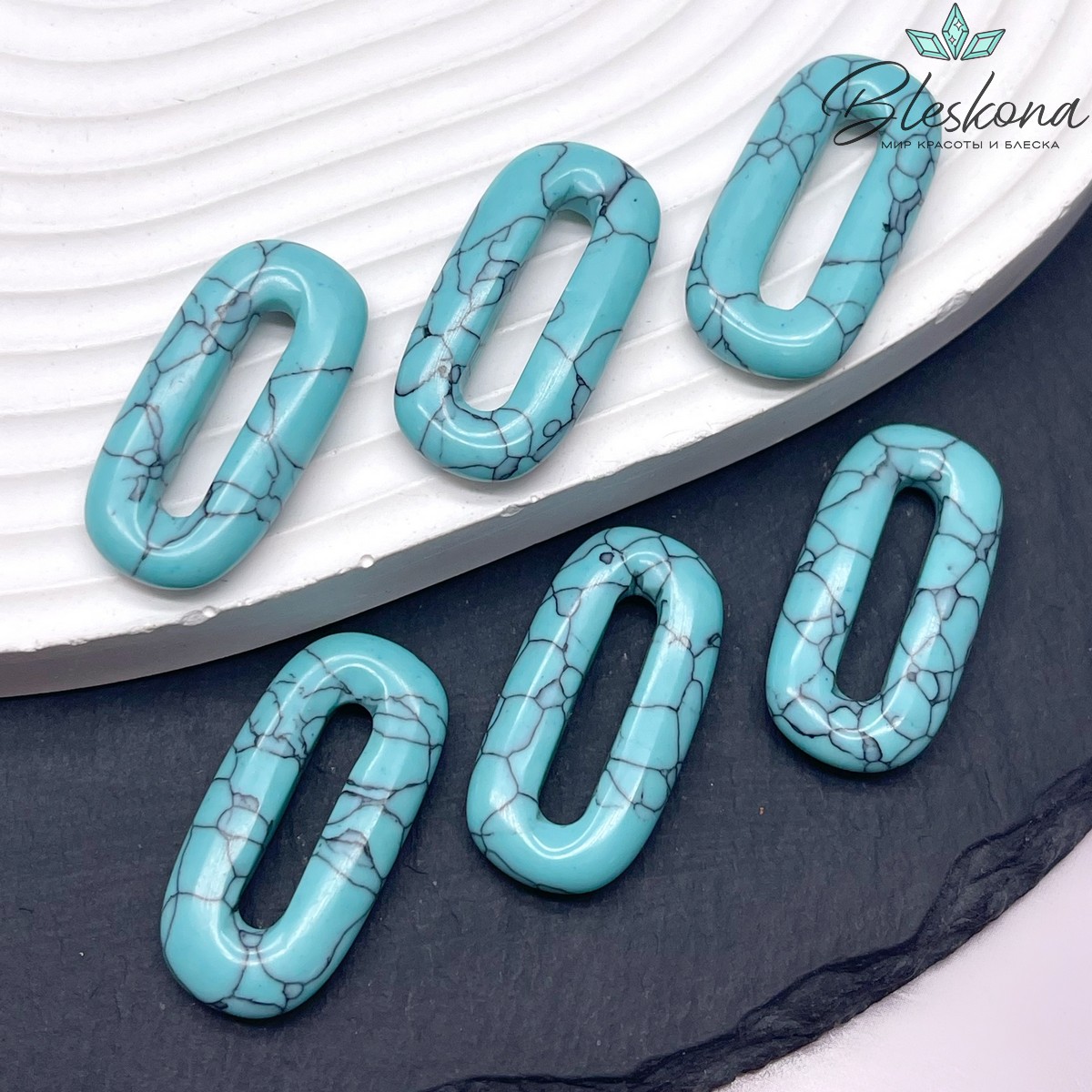 30*14 мм Подвеска овал Бирюза (имитация)