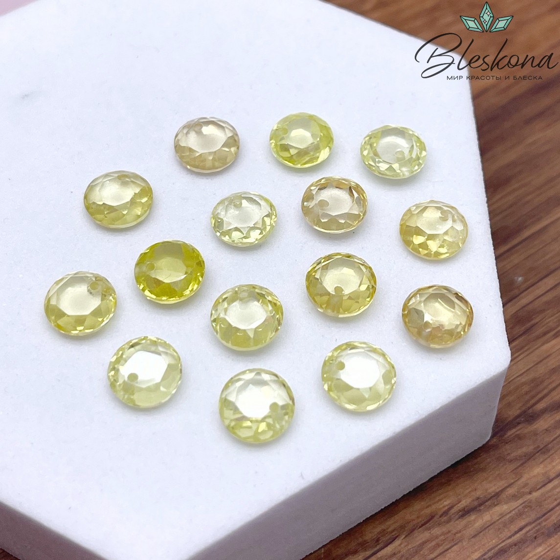 8 мм, Подвеска Циркон круг желтый (кубический цирконий, фианит) 