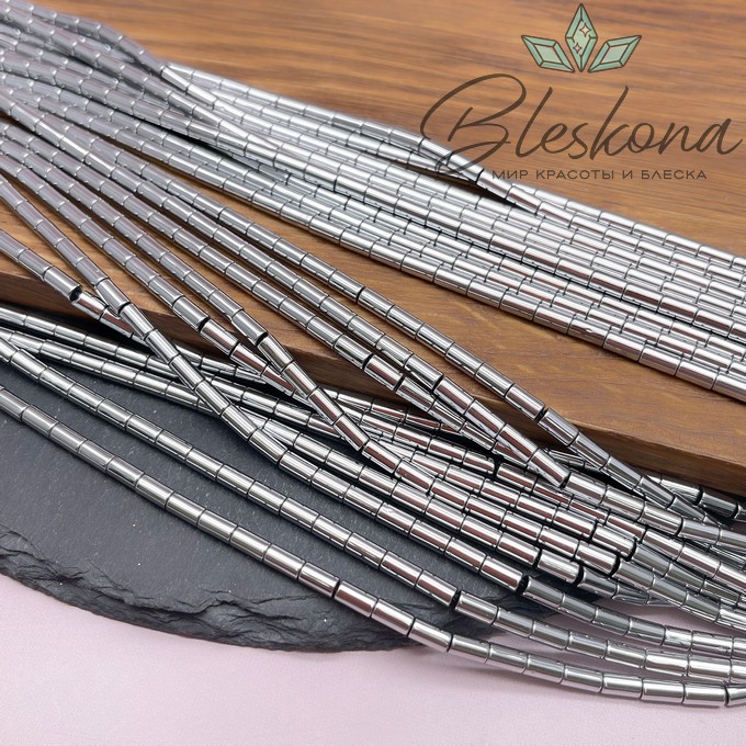 5*3 мм Гематин трубочки, цвет темное серебро, имитация