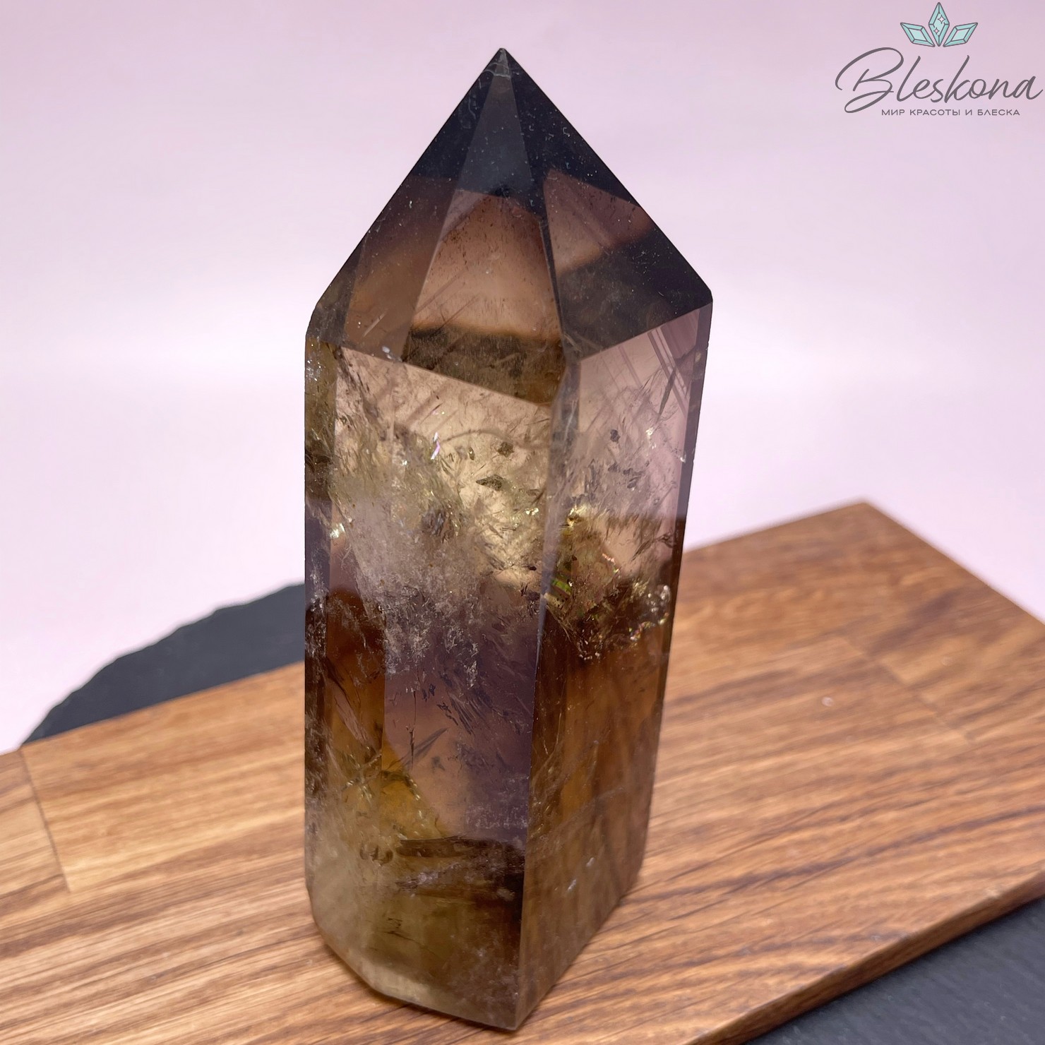 Цитрин с раухтопазом кристалл огранка 13*5 см