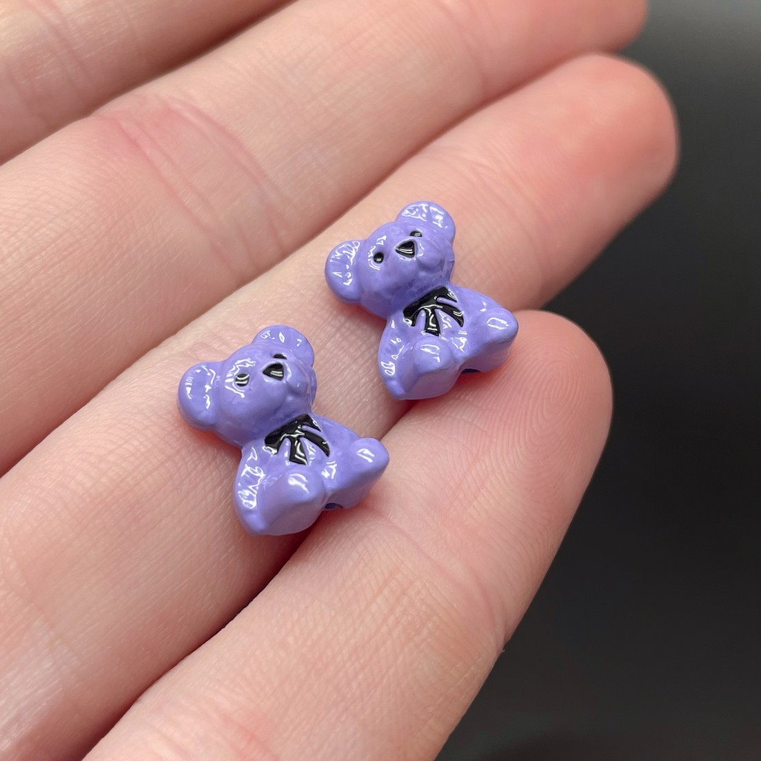 10*12,5 мм, Бусина Мишка фиолетовая эмаль уп.5 шт