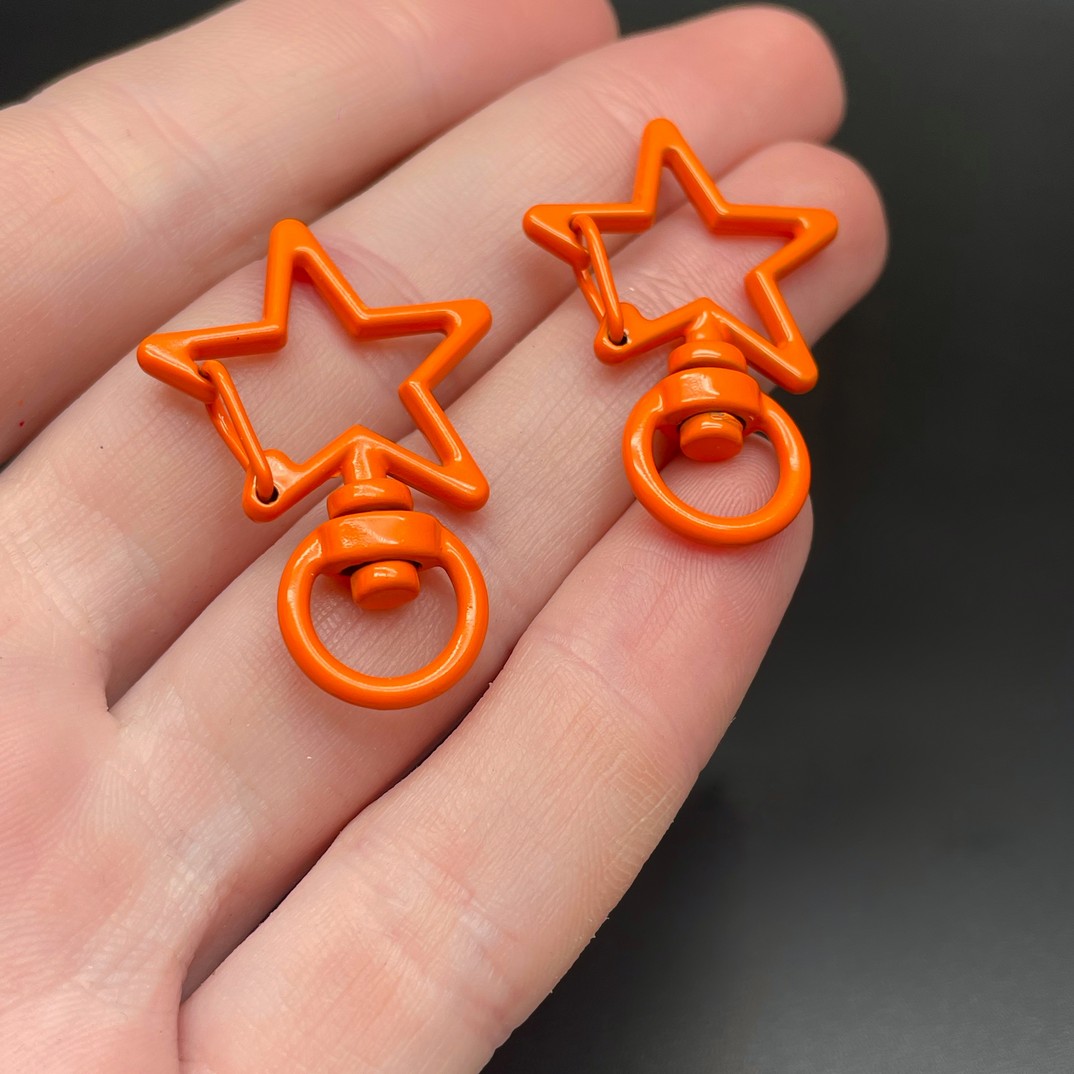 23*35мм , Замок крупный звезда оранжевая эмаль 