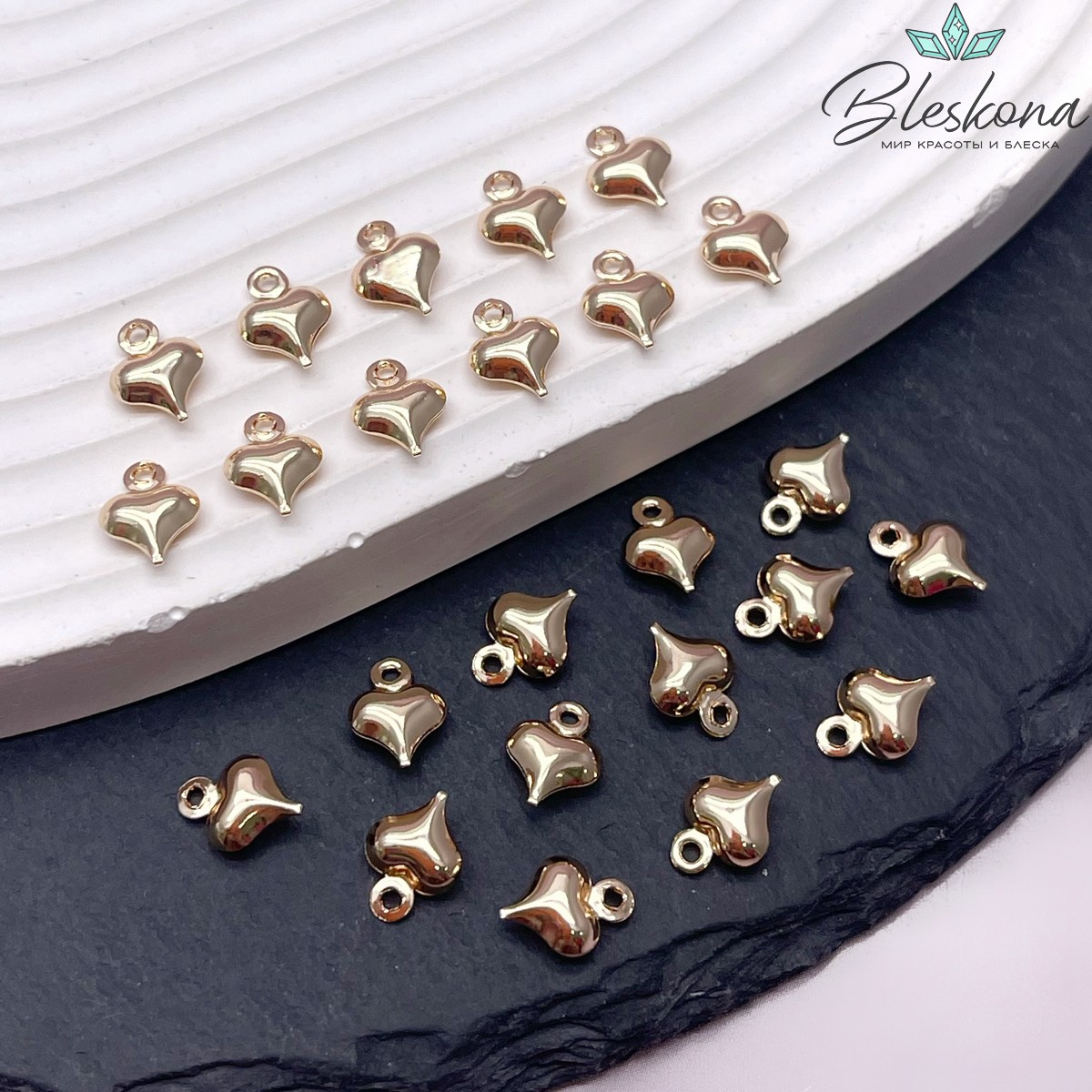 8,5*6,5 мм Цвет золото, Подвеска сердце мини пухлое