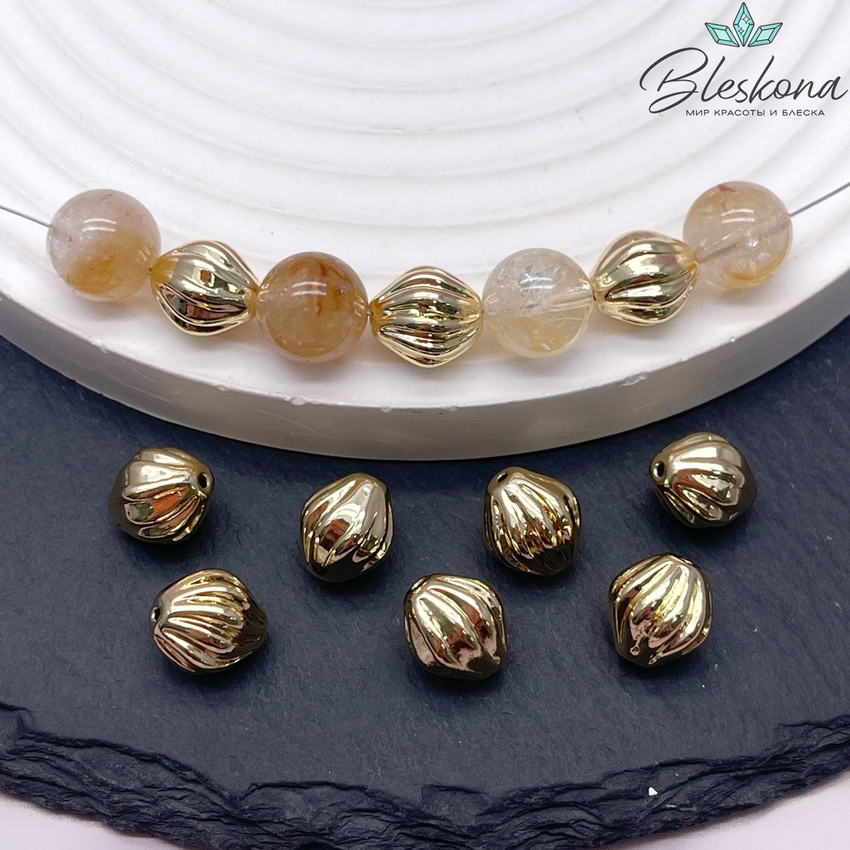 10*9 мм Цвет золото, Бусина резная
