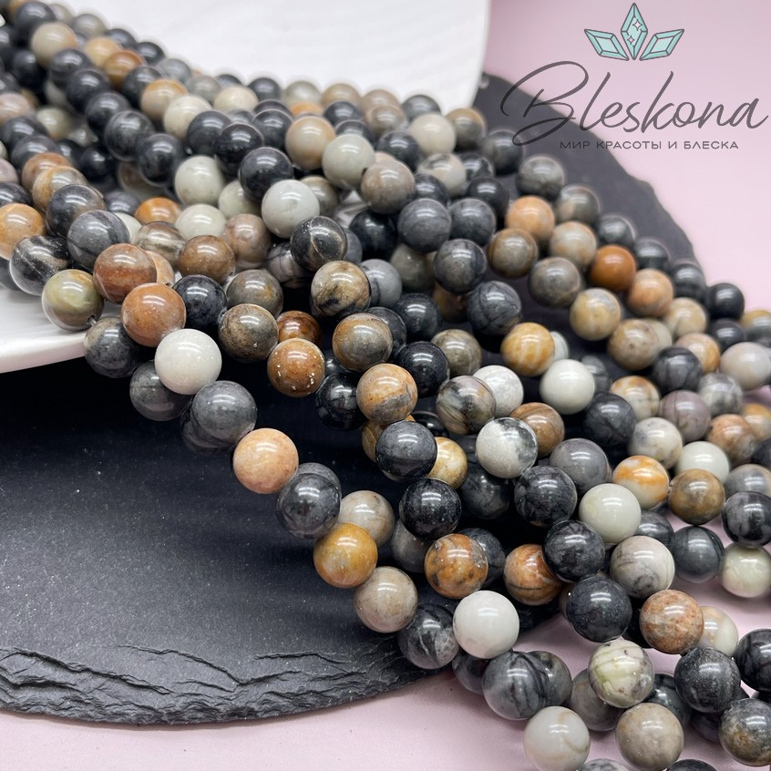 Яшма Black Picasso 8 мм