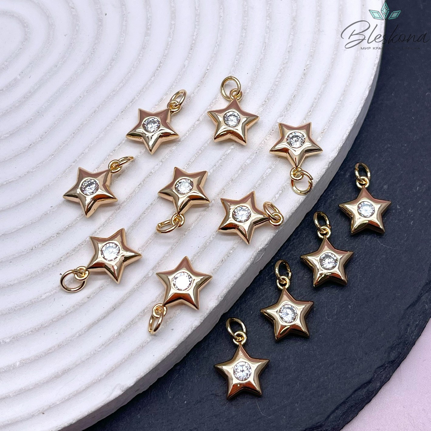 13*11,5 мм Цвет золото, Подвеска Звезда циркон