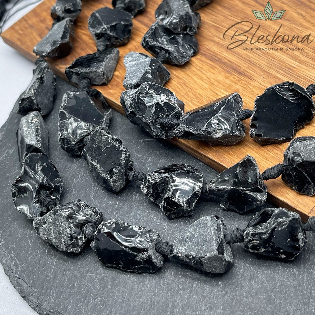 Обсидиан черный (Ледяной) (20-26)*(12-16) мм