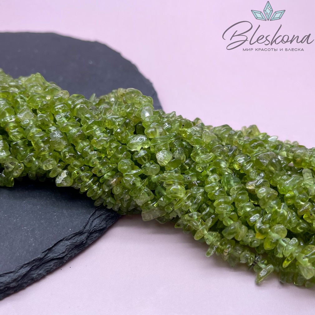 Крошка Хризолит ширина бусин ~ 4-6 мм