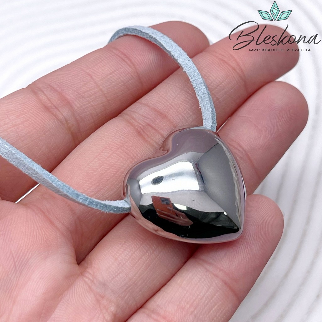 25*26мм Цвет серебро, Бусина сердце объемное