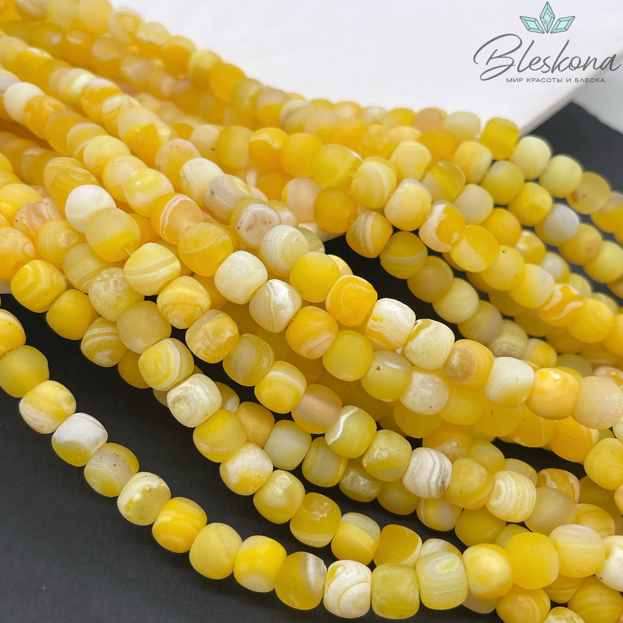 Агат с узором №43 бочата в термической обработке 6*7,5 мм