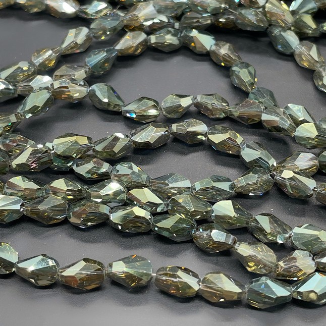 6*8 мм Стекло Lux, ракушка, цвет темно- зеленый