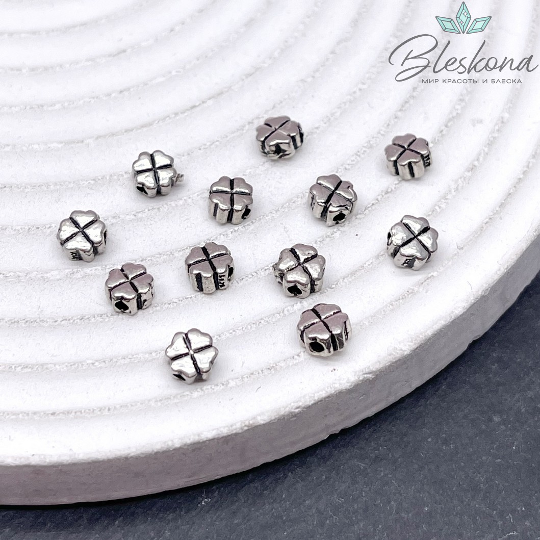 5*5 мм Бусина мельхиор клевер 