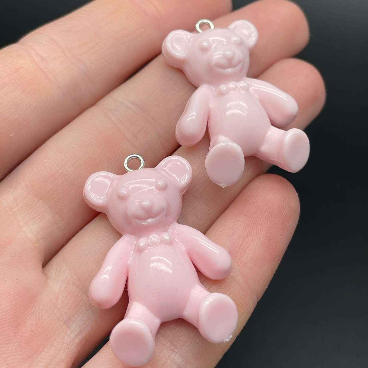 24*35мм, Цвет серебро, Подвеска Мишка бледно-розовый